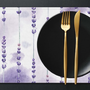 Purple Watercolour Floral Pattern Placemat set of 4 6 8 10 Canvas Fabric Custom Placemat Table Linen Placemat for Round Square Table PL009