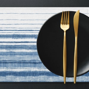 Blue white Placemat Watercolour Tie and Dye Pattern Custom Placemat set of 4 6 8 10 Table Linen Placemat for Round Square Table PL318