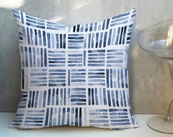 Funda de cojín con estampado de peces de acuarela azul, algodón flameado, juego de 2 CC195