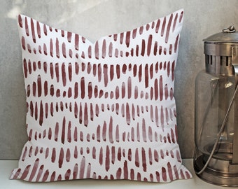 Funda de almohada con estampado de acuarela rojo-rosa, algodón flameado, juego de 2 CC309