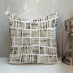 Gold and white watercolour abstract pattern throw pillow cover,  Gold geometric print accent pillow set of 2 CC307