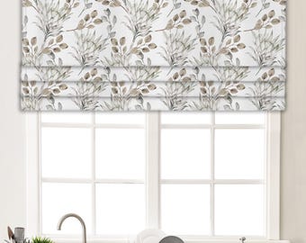 Wasserfarben Blatt Kunstleder Volant, Beige Graue Canvas Stoff GL021D