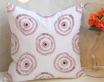 Funda de almohada con estampado geométrico de acuarela, rojo y rosa, algodón flameado, juego de 2 CC304