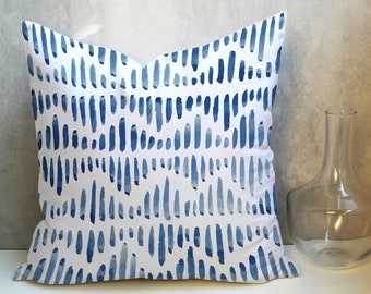 Funda de almohada abstracta de acuarela azul, con detalles geométricos, juego de 2 CC308