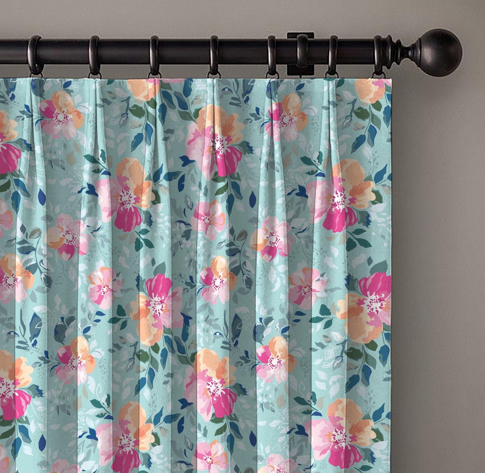 Francfranc Drape Curtain 100x200cm 2枚花柄 DriftAway Orange Floral
