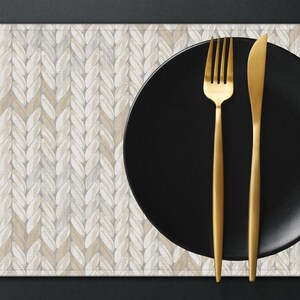 Beige Cream print Texture Pattern Placemat set of 4 6 8 10 Canvas Fabric Custom Placemat Table Linen Placemat for Round Square Table PL402