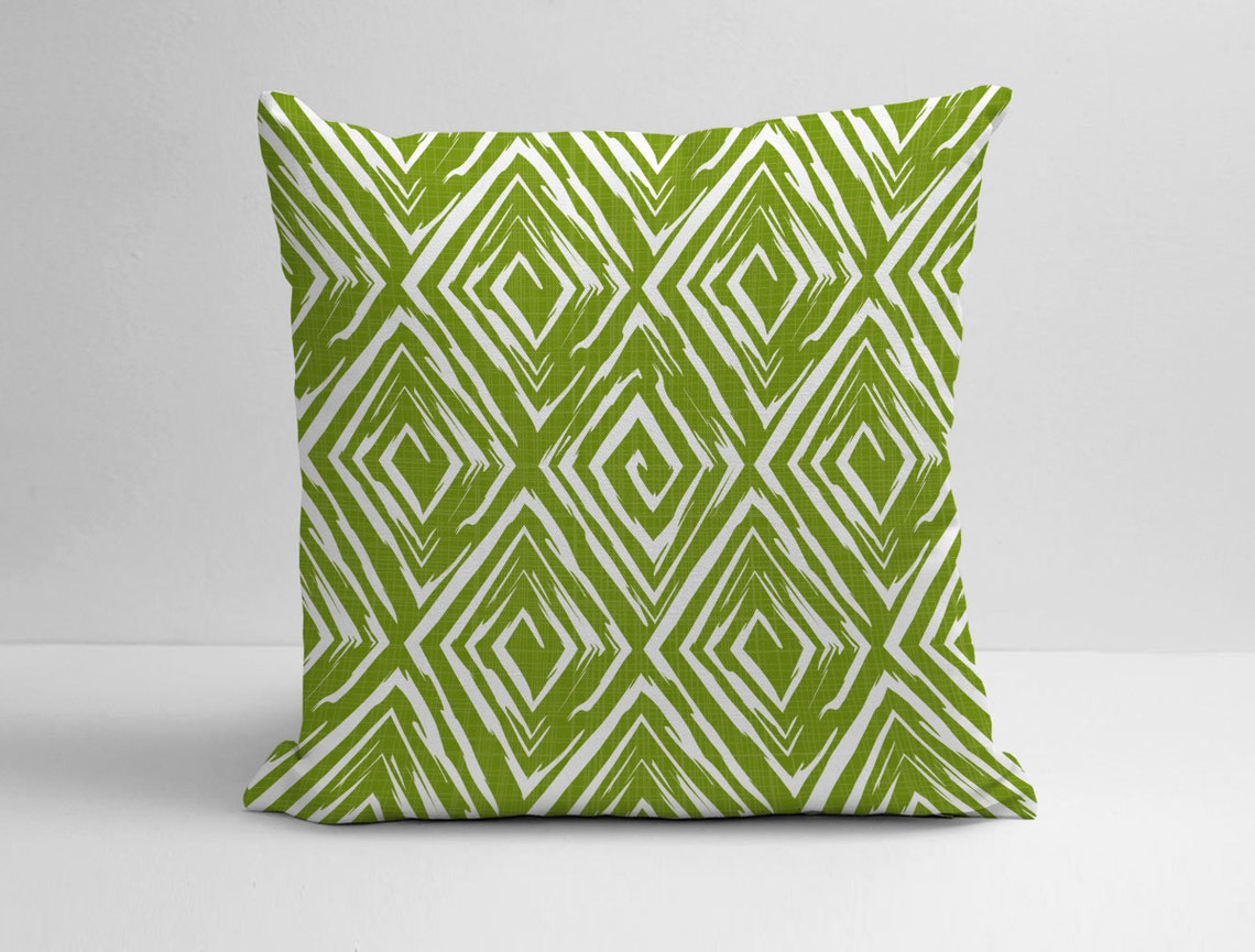 Green and White Pillow Cover Green Throw Pillow Green and Etsy