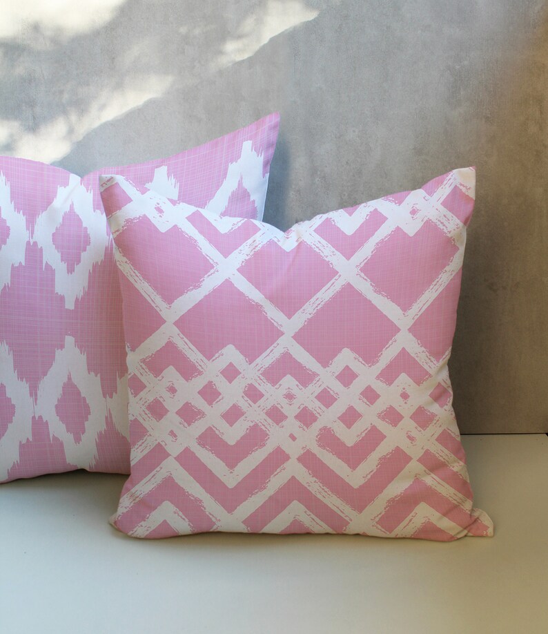 Pink and White Pillow Cover Pink Throw Pillow Pink and White Etsy