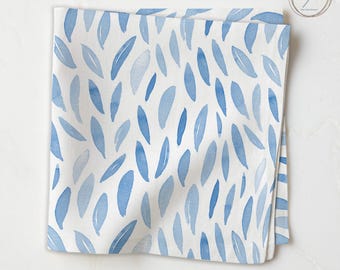 Blue Watercolour Leaf Napkins, Canvas Fabric Table Linens (Set of 4/6/8/10) NP248