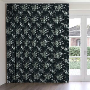Soft Green Eucalyptus Leaf Curtain, Back Tab Style, Custom Size CU356B