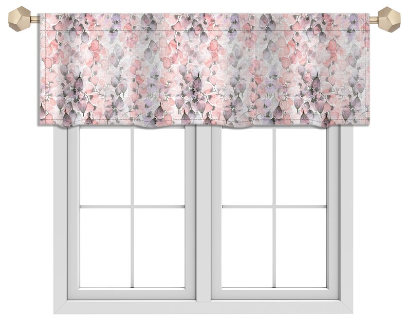 Peach Grey Watercolour Floral Pattern Valance Canvas Fabric/ Etsy