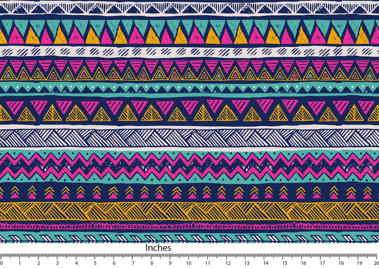 Blue and Colourful Aztec Pattern Print Fabric Canvas Fabric Etsy