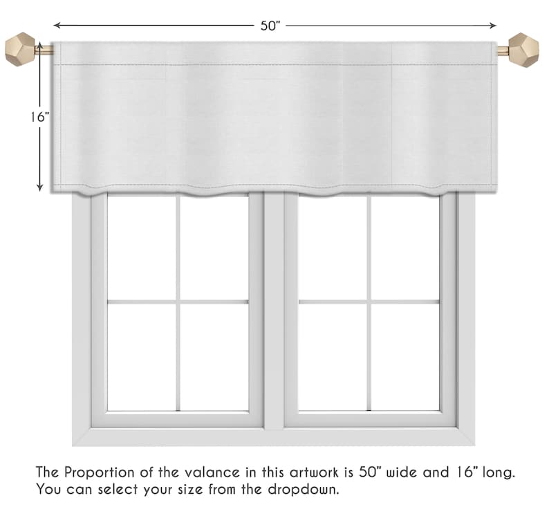 White Blue Watercolour Floral Pattern Valance Canvas Fabric Custom Valance Window Valance French Valance Window Treatment Curtain VL37