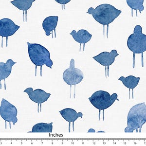 Blue Fabric Watercolour Bird Pattern Print fabric, Cotton Linen Canvas Fabric, Curtain Pillow Fabric for sewing Fabric by yard FAB250