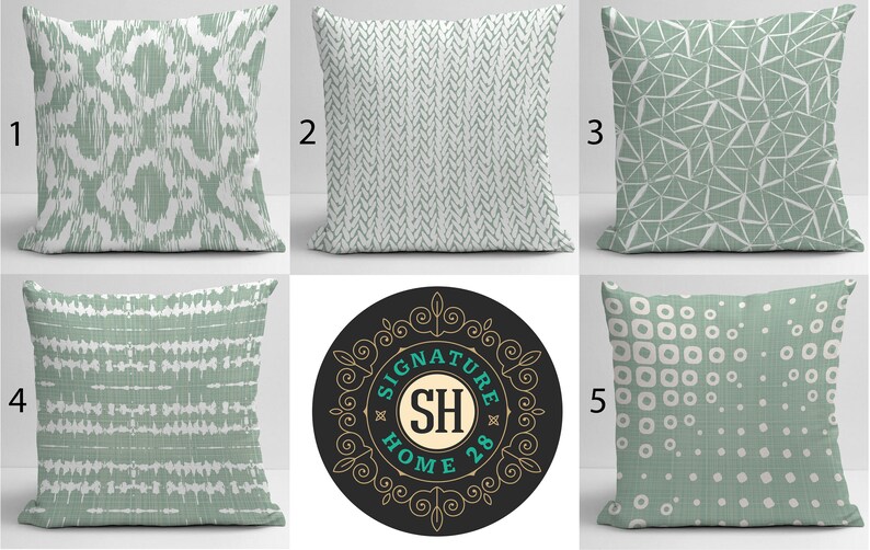 Soft Green and White Pillow Cover Sage Green Throw Pillow Etsy