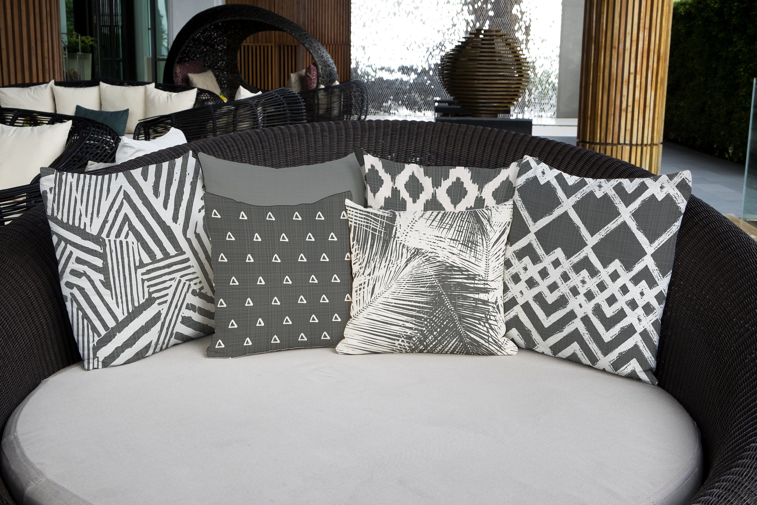 Dark Grey and White Pillow Cover Grey Throw Pillow Grey White Etsy