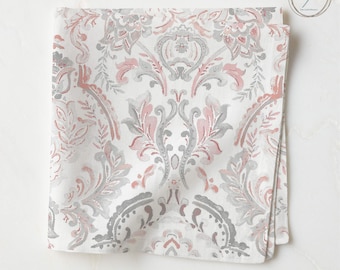 Jugendstil Servietten: Grau, Pfirsich Aquarell Druck, 4-er Set NF341