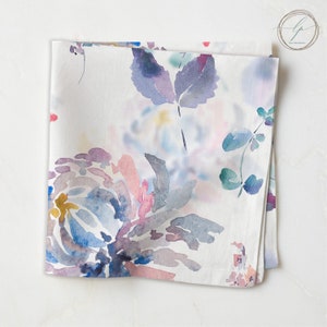 Purple Peach Watercolour Floral Pattern Napkins Set of 4 6 8 10 Canvas Fabric Custom Napkins Table Linen Napkin for Round Square Table NP061