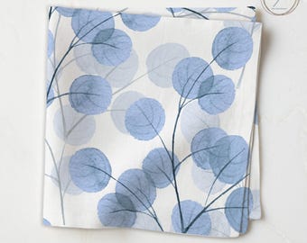 Blue Watercolour Leaf Print Napkins, Set of 4,6,8,10 NP102