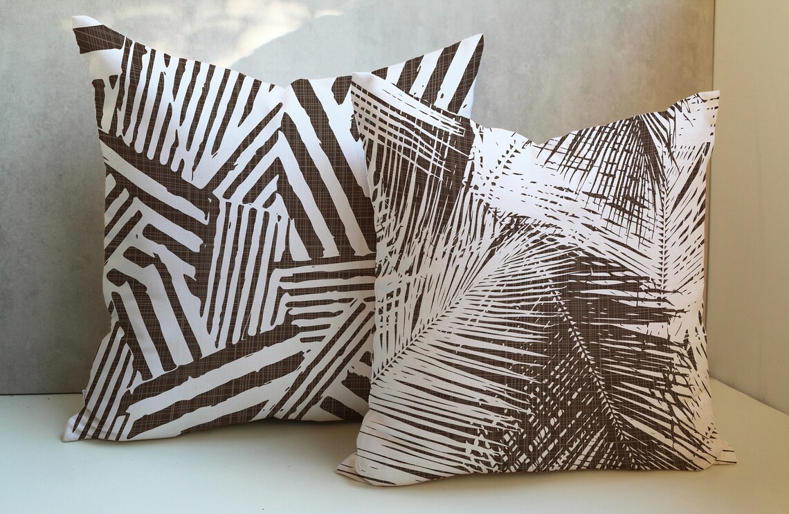 Dark Brown and White Pillow Cover Brown Throw Pillow Brown Etsy