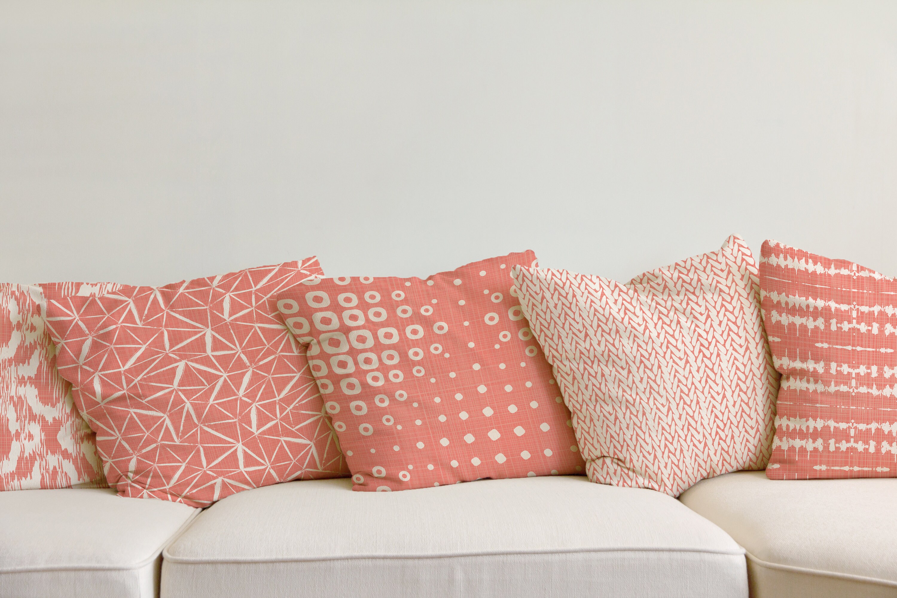 Coral and White Pillow Cover Coral Throw Pillow Coral and Etsy
