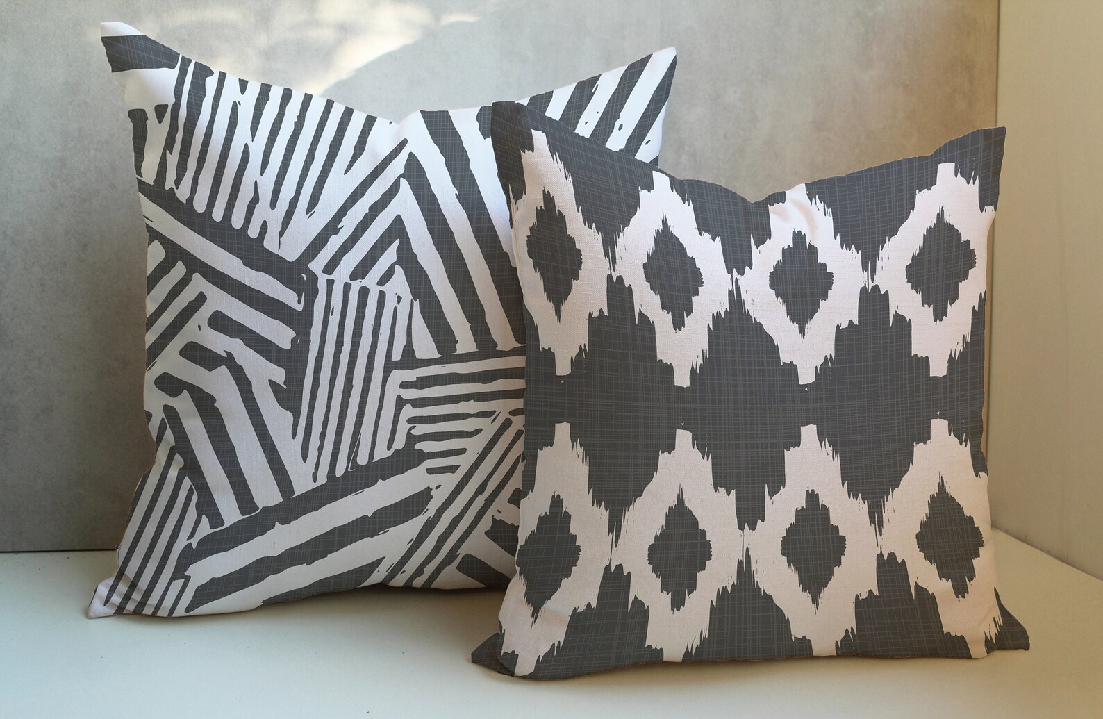 Dark Grey and White Pillow Cover Grey Throw Pillow Grey White Etsy