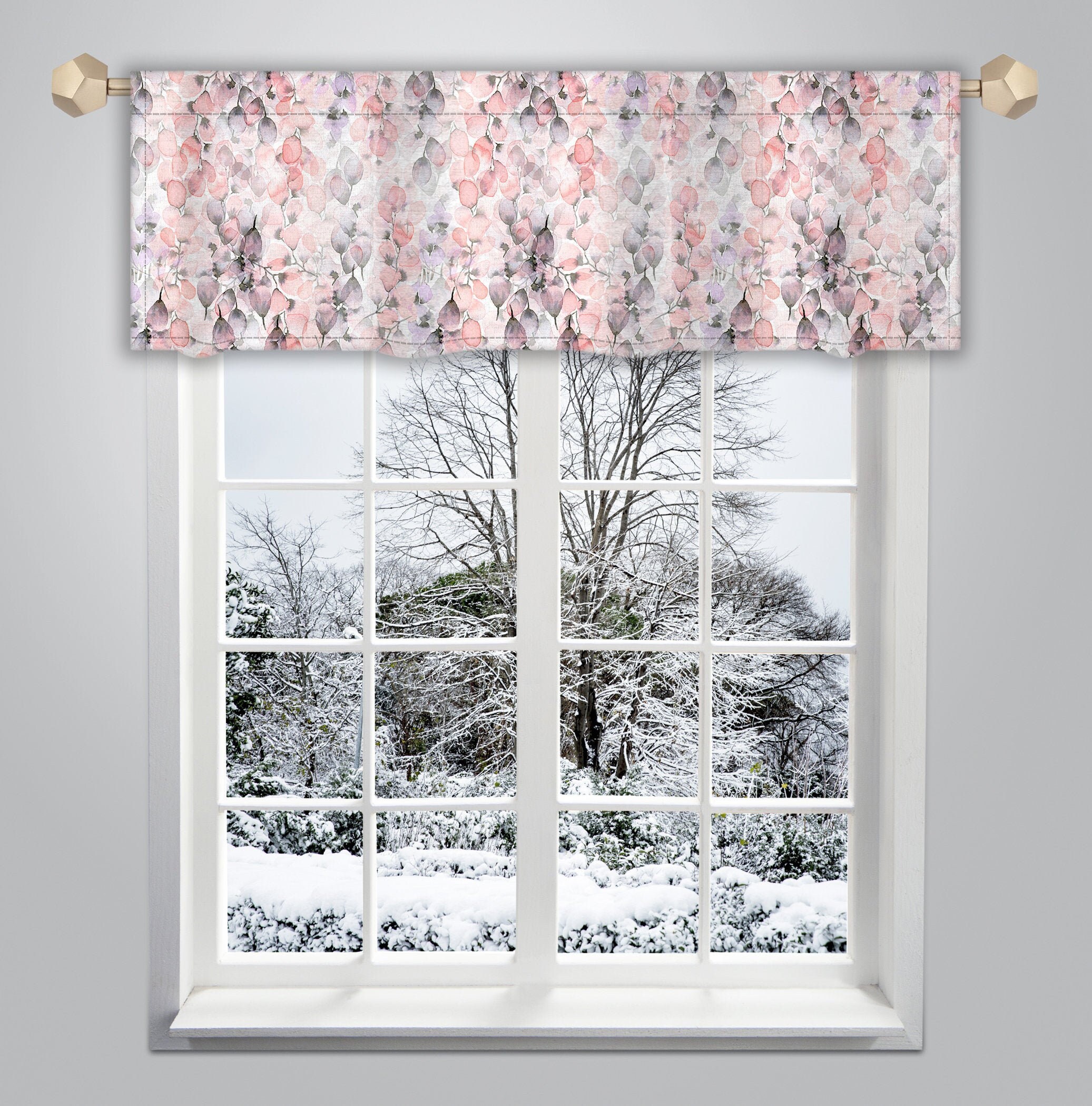 Peach Grey Watercolour Floral Pattern Valance Canvas Fabric/ Etsy