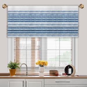 Blue Watercolour Texture Faux Roman Valance, Poly Canvas VL318D