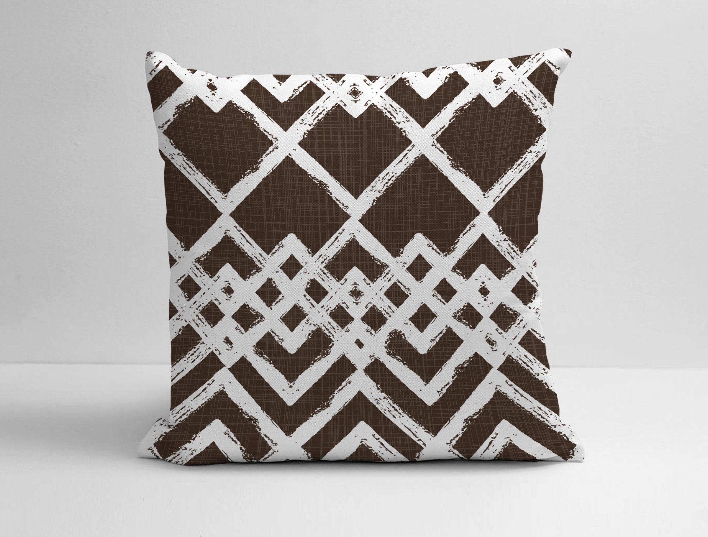 Dark Brown and White Pillow Cover Brown Throw Pillow Brown Etsy