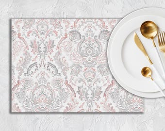 Jugendstil Tischset, Graupfirsich Aquarell Tischwäsche PL341