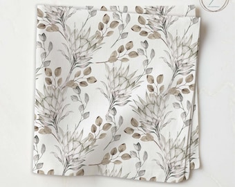 Aquarell Blatt Muster Servietten, Beige Graue Canvas Tischwäsche EP021