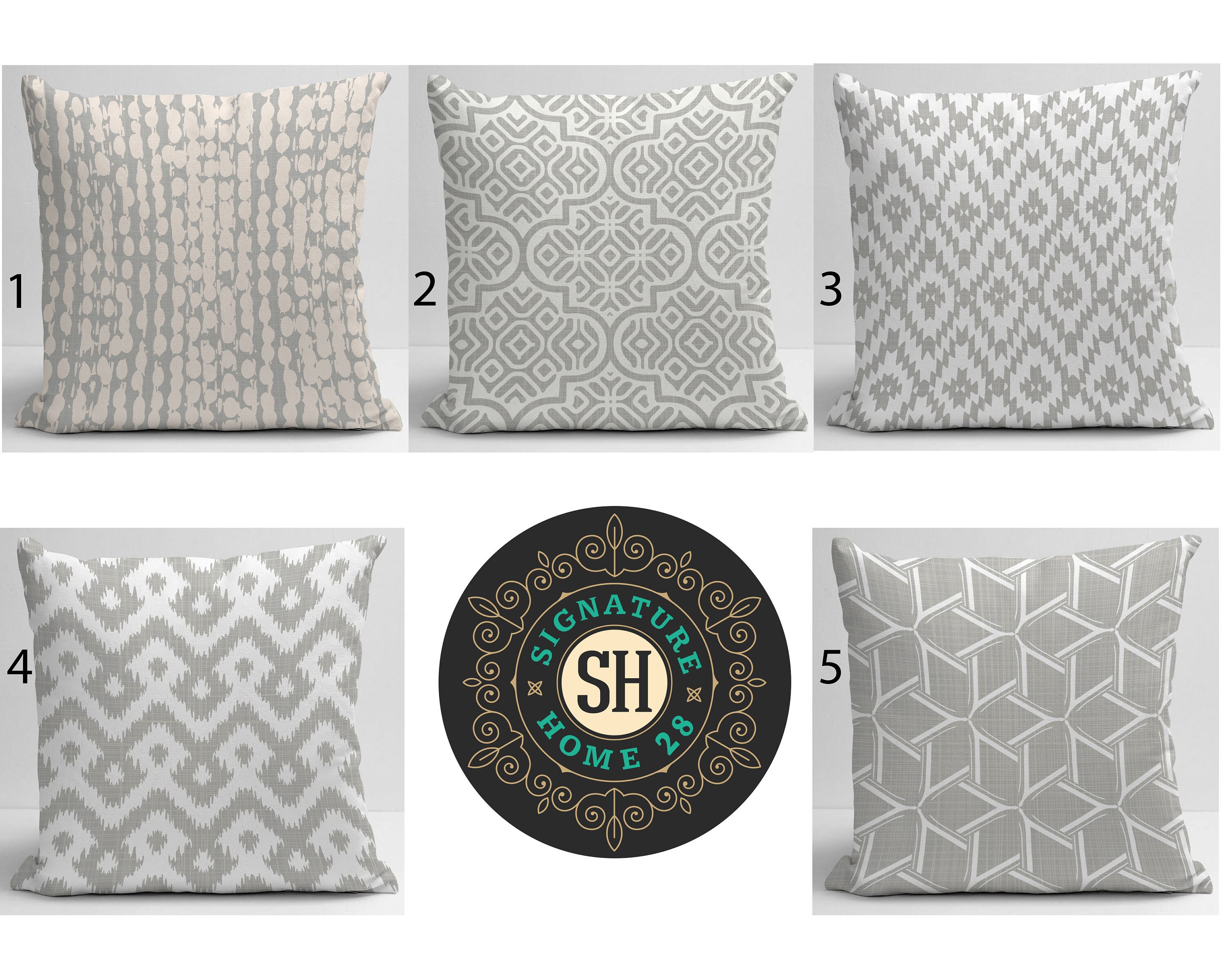 Light Grey White Pillow Cover Grey Throw Pillow Grey an White Etsy