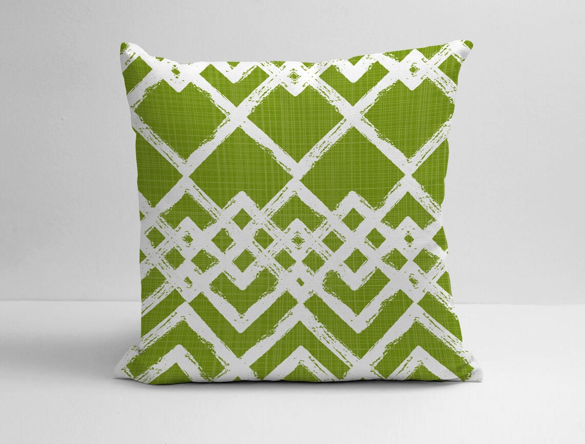 Green and White Pillow Cover Green Throw Pillow Green and Etsy