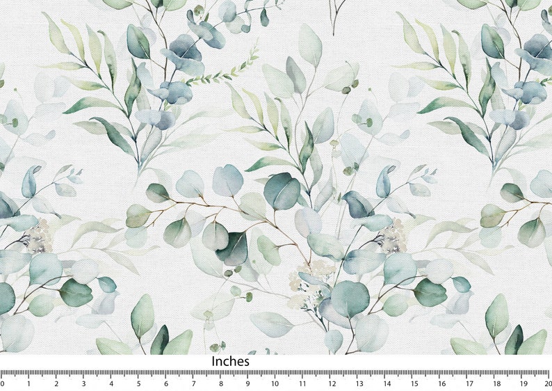 Sage Green Blue Placemat Watercolour Leaf Pattern Placemat Set of 4 6 8