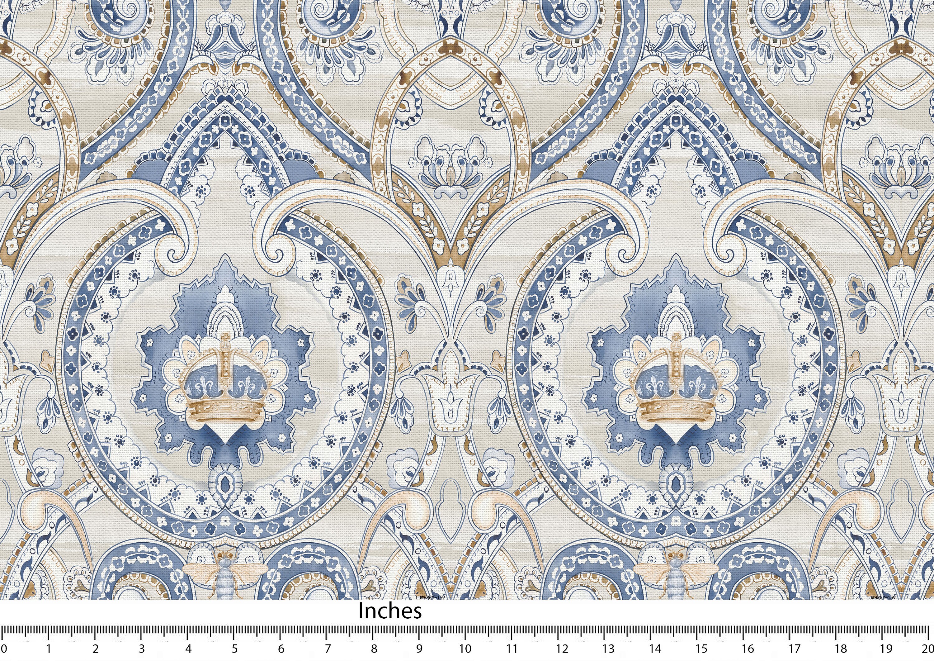 Art Nouveau Window Valance: Beige Blue Watercolour Pattern VL330 - Etsy
