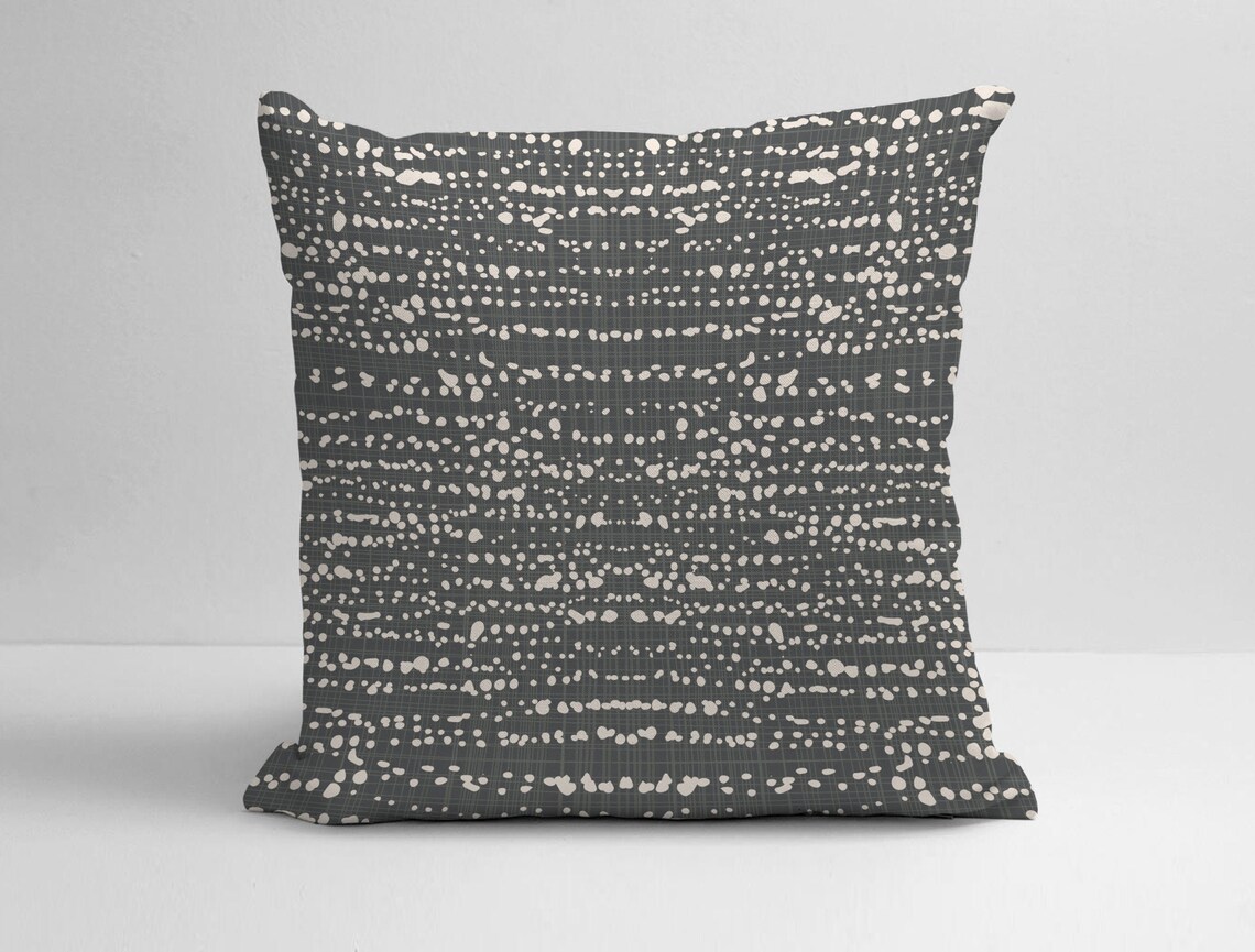 Dark Grey and White Pillow Cover Grey Throw Pillow Grey White Etsy