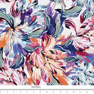 Colourful Fabric watercolour Abstract floral Pattern, Cotton Linen Canvas Fabric, Curtain Pillow Fabric for sewing Fabric by yard FAB412