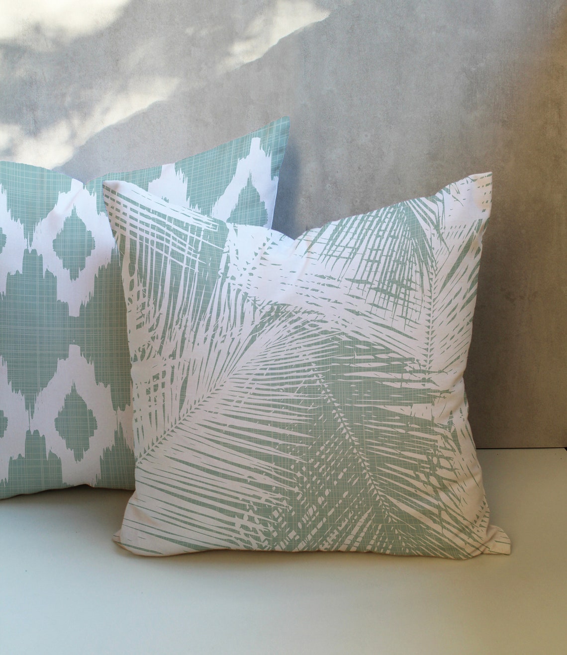 Soft Green and White Pillow Cover Sage Green Throw Pillow Etsy