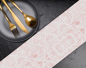 Röd akvarell geometrisk bordslöpare, canvasduk TR380