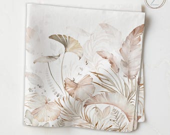 Tropisches Blatt Servietten, Beige Aquarell Druck, 4er, 6, 8, 10er Set LP391
