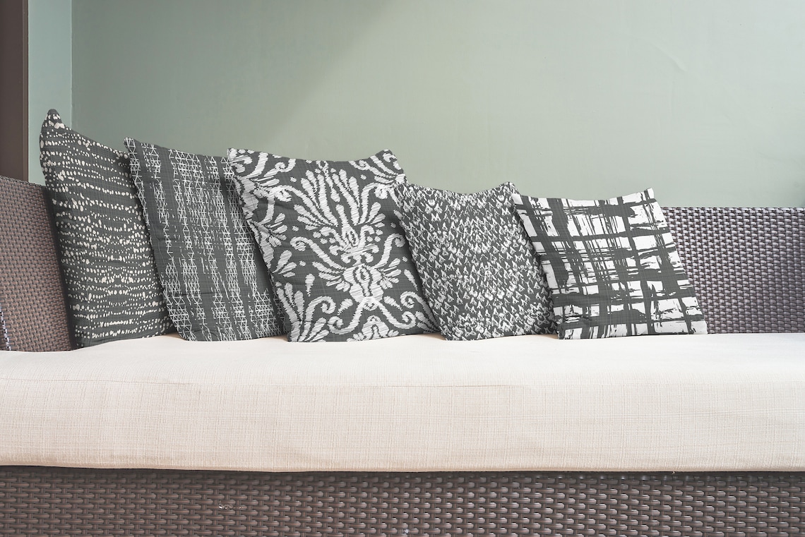 Dark Grey and White Pillow Cover Grey Throw Pillow Grey White Etsy