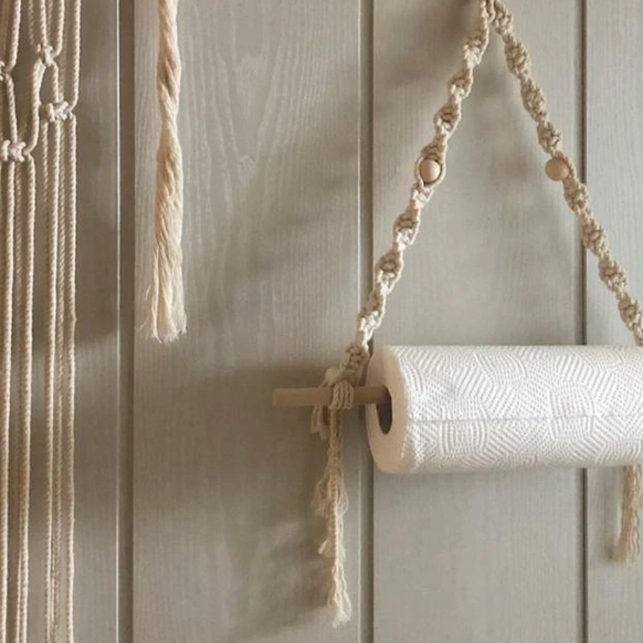 Macrame Paper Towel Holder Boho Kitchen Decor Mother's Etsy