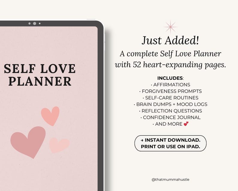 Self Love Planner | 25-page Printable Journal | Gratitude, Mood Tracker ...