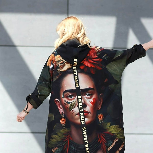 Stilvoll|inspiriert von Frida Kahlo|Krankenschwesterjacke|Wasserdichter Umhang|Modische Regenjacke|Alle Körpertypen|Uni-Größen