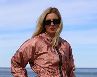 Raindrops Rose RAIN JACKET - Stylish, Water-Resistant Outerwear for All Seasons. Stay Cozy & Chic, Perfect for Rainy Days! Shop Now!"