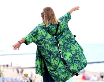 Nurse Jacket|Waterproof Poncho|Fashionable Rain Jacket|All Body Types|Uni Sizes|green palms|