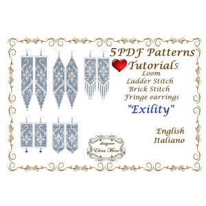 Brick Stitch Fringe Earrings Pattern &quot;Exility&quot;, Beaded Jewelry (PDF Tutorial & Graph and Word Pattern)