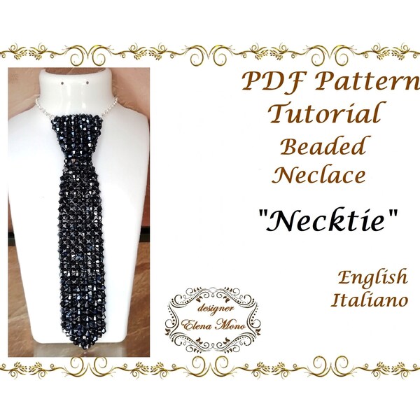 PDF Tutorial Beaded Necktie,  Lady Boss Tutorial,  Crystal Beading Tutorial, Instructions, Beadweaving Pattern