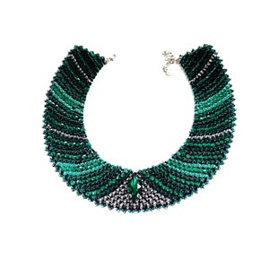 Bead Netting Stitch Embroider Necklace "Emerald", Beaded Jewelry, Beaded Necklace, Present