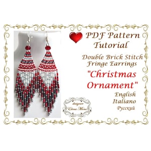Brick Stitch Fringe Earrings Pattern &quot;Christmas Ornament&quot;, Beaded Jewelry (PDF Tutorial & Graph and Word Pattern)